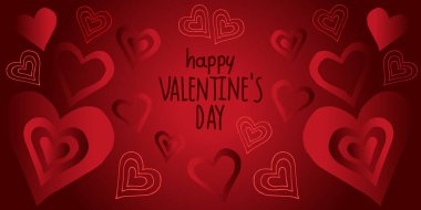 Kırmızı arka planda güzel el çizimi kalpler. Bu Anneler Günü, Sevgililer Günü, Aşk, Düğün ve Doğum Günü 'nün bir sembolü. Vektör illüstrasyonu.