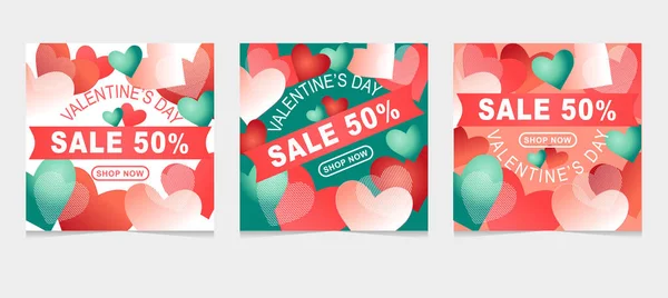 Valentinstag Verkauf Rabatt Auf Poster Oder Banner Mit Vielen Süßen — Stockvektor