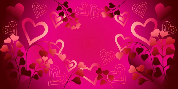 Schöne Handgezeichnete Herzen Auf Rosa Hintergrund Dies Ist Ein Symbol — Stockvektor
