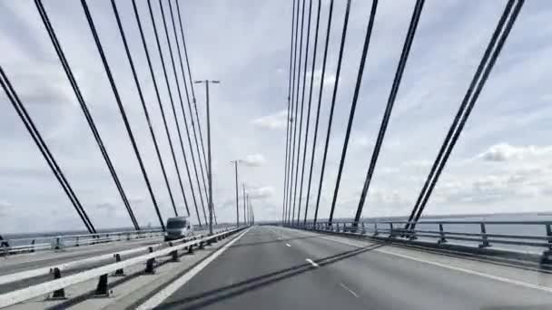 Attraversare Ponte Oresund Dalla Danimarca Alla Svezia — Video Stock