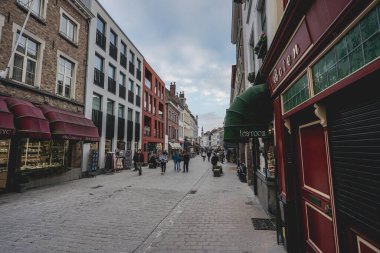 Brugge, Belçika 'nın eski sokakları, 10 Ekim 2021