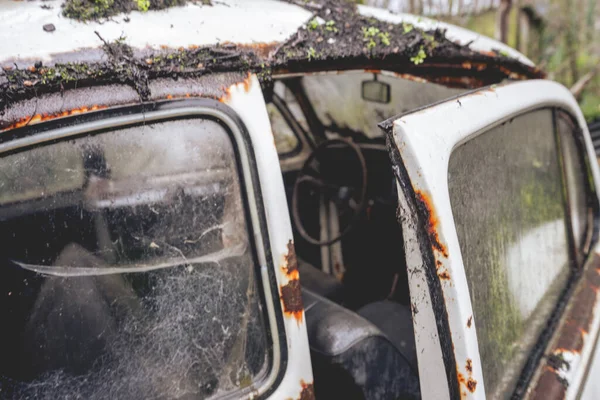 Urbex Old Abandoned Cars Forest Belgium Januari 2022 — Stock fotografie