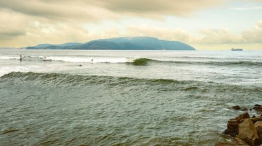 Santos 'un güzel plajı, Sao Paulo, Brezilya.