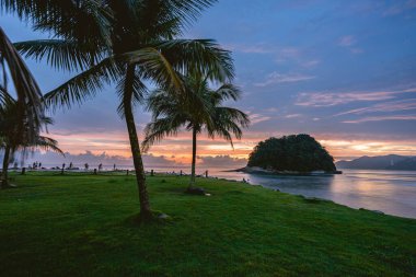 Santos 'un güzel plajı, Sao Paulo, Brezilya.