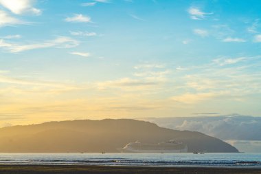 Santos 'un güzel plajı, Sao Paulo, Brezilya.