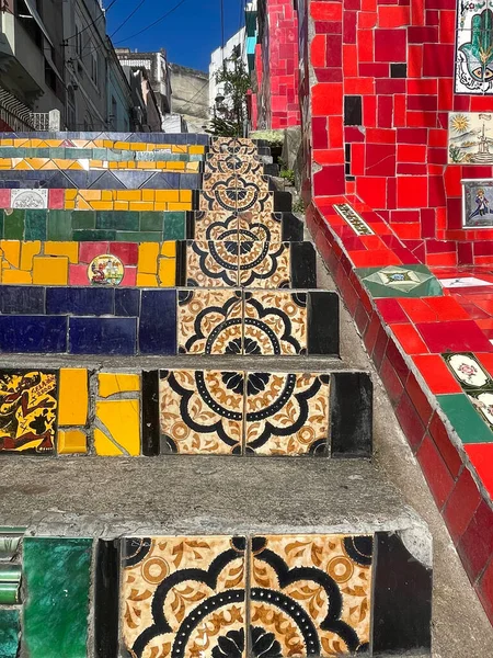 Famosas Escadas Rio Janeiro Decoradas Pelo Artista Jorge Selaro Março — Fotografia de Stock