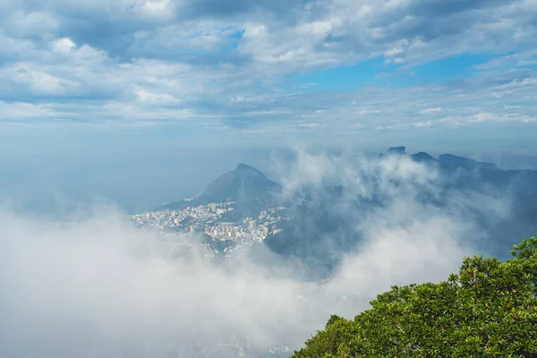 Vista Nublada Topo Serra Corcovado Rio Janeiro Brasil — Fotografia de Stock