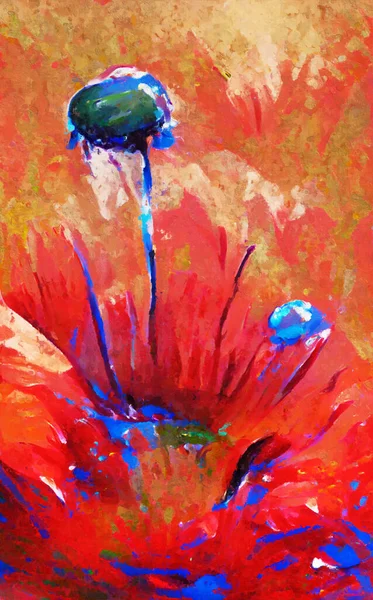 Αφηρημένες Ζωγραφιές Λουλουδιών Παπαρούνας Στυλ Acryl — Φωτογραφία Αρχείου