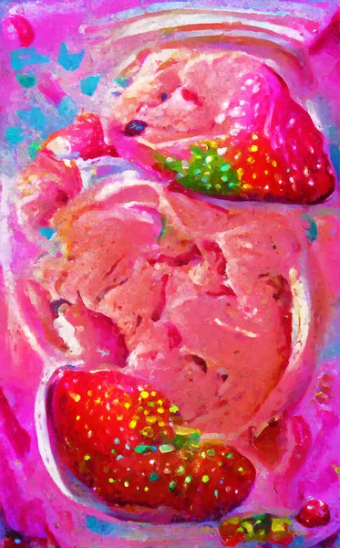 분홍색 빨간색으로 아이스크림 녹는점 — 스톡 사진