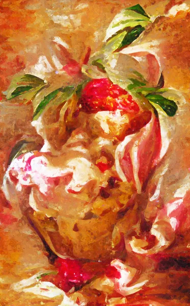 Ομαλά Βαμμένο Παγωτό Φράουλα Σαντιγί — Φωτογραφία Αρχείου