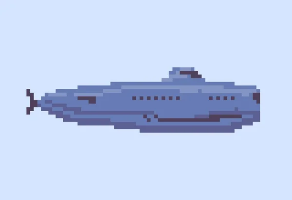 Ilustrace Modré Ponorky Pixelovém Stylu — Stockový vektor
