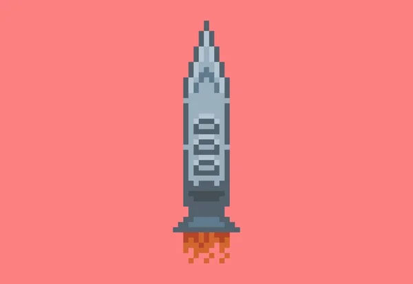 Ilustración Cohete Volador Estilo Pixel Art — Archivo Imágenes Vectoriales