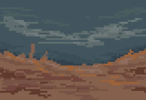 Fond Abstrait Avec Paysage Sombre Couleur Sombre Dans Style Pixel — Image vectorielle