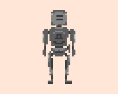Piksel sanat tarzında bir robotun tasviri