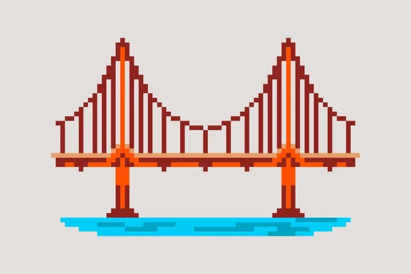 Illustrazione Ponte Stile Pixel Art — Vettoriale Stock