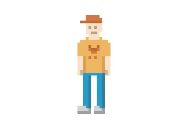 Illustration Geek Man Pixel Art Style — Stock Vector