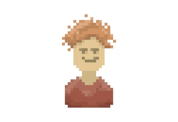 Cartoon Portrait Man Pixel Art Style — Stock Vector