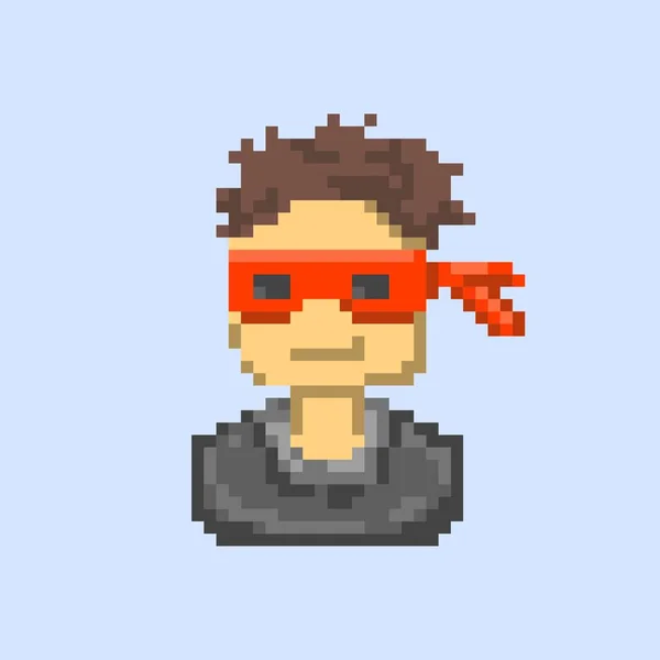 Avatar Portrait Superhero Red Blindfold Pixel Art Design Style — Stock Vector