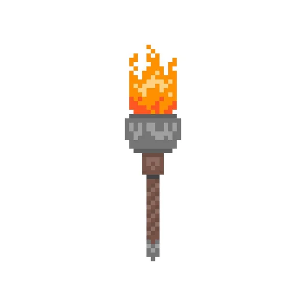 Ilustración Una Antorcha Encendida Estilo Pixel Art Vector de stock