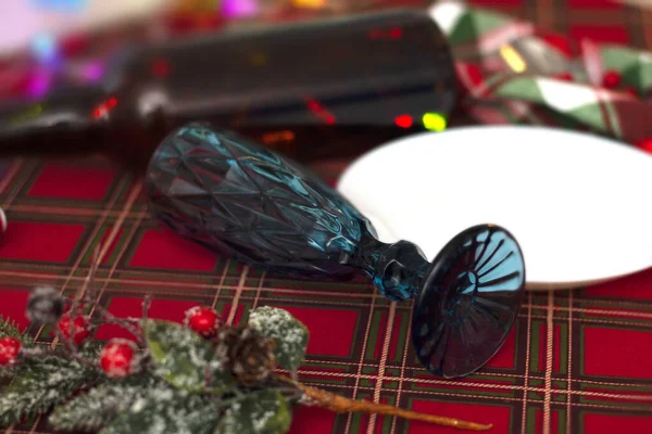 Рождественский стол в шотландском стиле. Рождественская тарелка. — стоковое фото