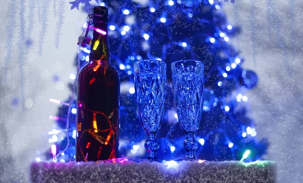 Gafas de cristal azul para Navidad y Año Nuevo —  Fotos de Stock