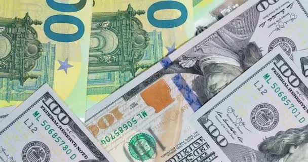 Girando Billetes Cien Dólares Euros — Vídeos de Stock