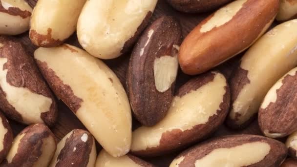 Rotující Detailní Pohled Shora Brazilské Ořechy Potraviny Pozadí — Stock video