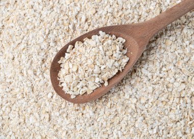 Yakın plan, yulaf kepeği manzarası. Yemek arkaplanı.