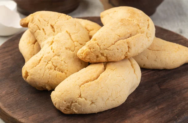 Chipas Typisch Zuid Amerikaans Kaasbroodje Boven Houten Tafel Met Ingrediënten — Stockfoto