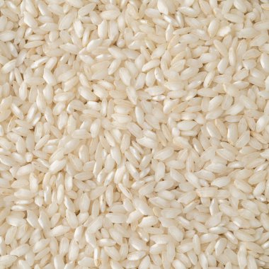 Yakın plan, çiğ carnaroli risotto pilavı. Yemek arkaplanı.