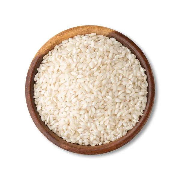 Raw Carnaroli Risotto Rice Bowl Isolated White Background — Fotografia de Stock