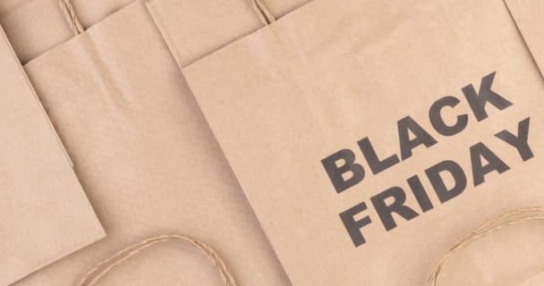 Sacos Compras Papel Marrom Com Texto Black Friday Sale — Vídeo de Stock