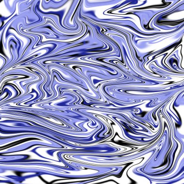 Psikedelik soyut mavi, siyah beyaz arkaplan. Sıvı doku.