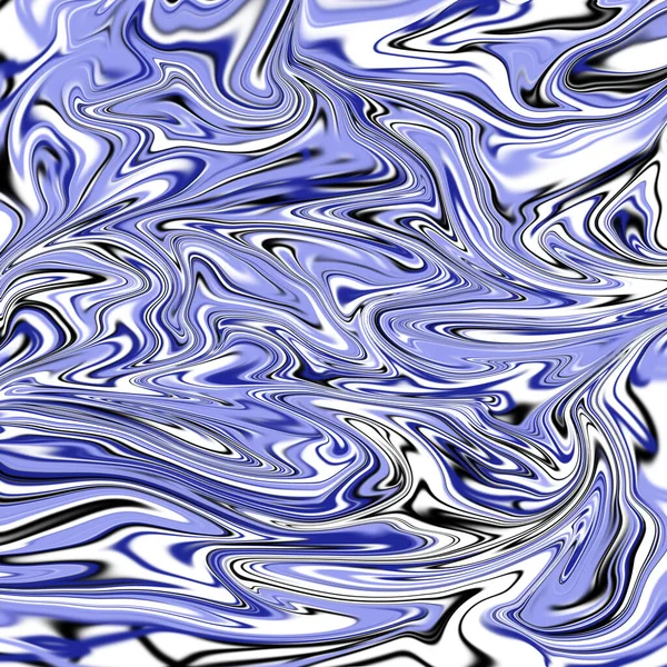 Psikedelik soyut mavi, siyah beyaz arkaplan. Sıvı doku.