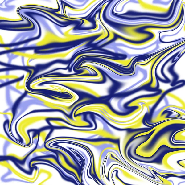 Psikedelik soyut mavi, beyaz ve sarı arkaplan. Sıvı doku.