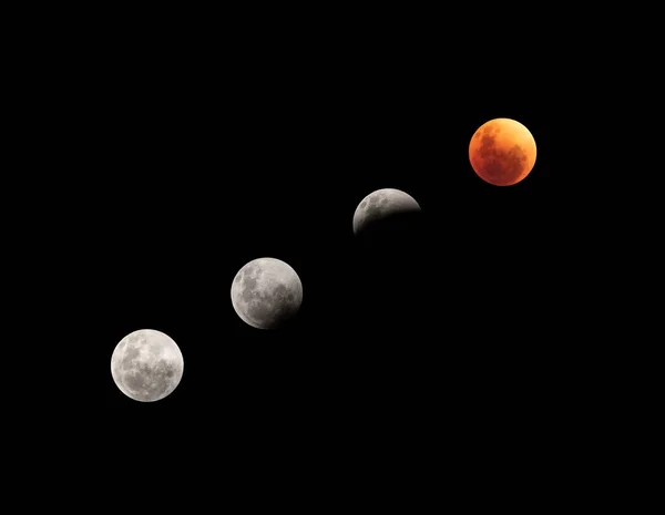 Collage Four Moon Eclipse Phases May 2022 — Stock Photo, Image