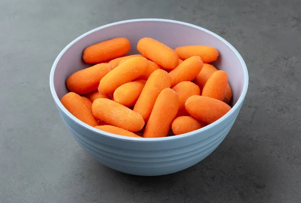 Baby Carrots Bowl Stone Background — Photo