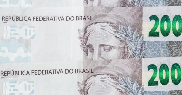 Yüz Brezilyalı Gerçek Banknottan Oluşan Bir Grup — Stok video