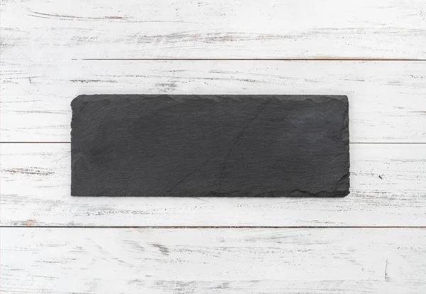 Lege Stenen Plank Met Kopieerruimte Houten Tafel — Stockfoto