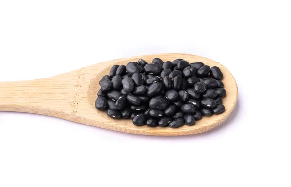 Black Beans Spoon Isolated White Background — 스톡 사진
