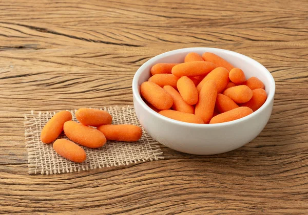 Baby Carrots Bowl Wooden Table — Photo