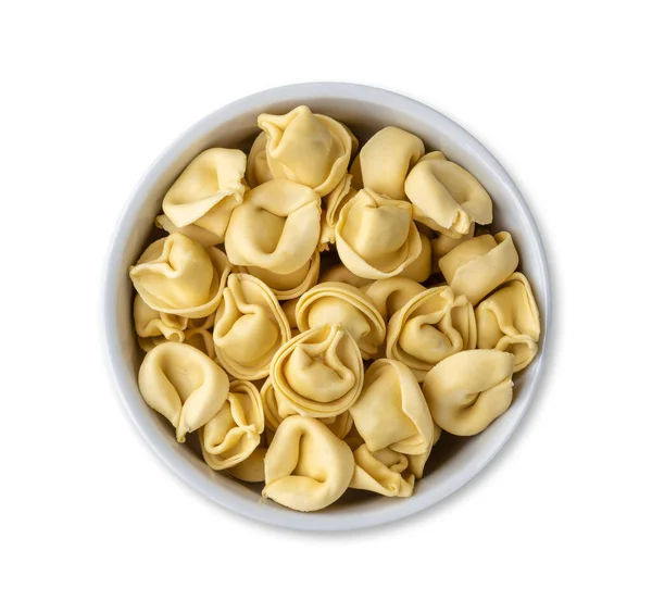 Uncooked Cappelletti Tortellini Bowl Isolated White Background — Photo