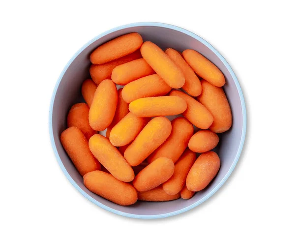 Baby Carrots Bowl Isolated White Background — Photo
