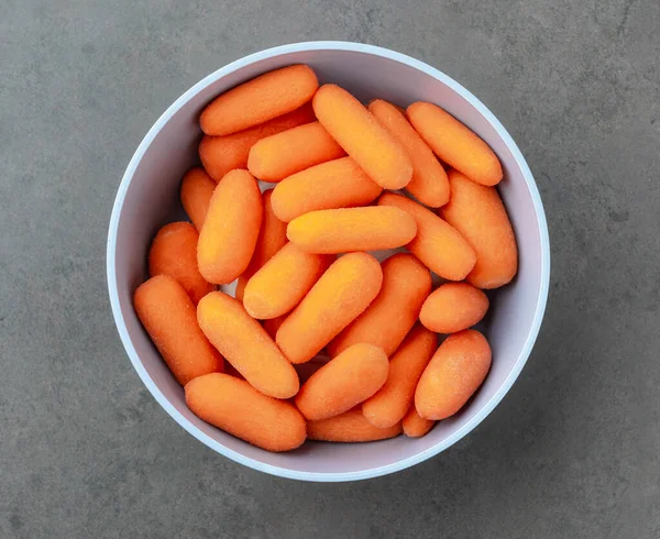 Baby Carrots Bowl Stone Background — Photo