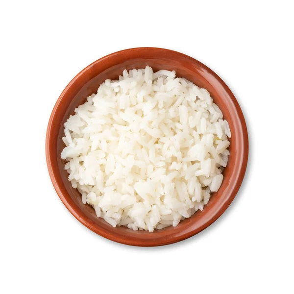 Cooked White Rice Bowl Isolated White Background — Fotografia de Stock