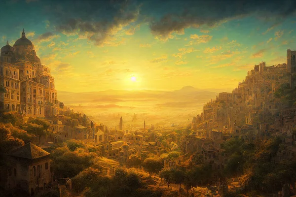Sun rises on an ancient, powerful city.