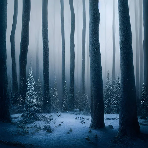 Snow covered forest in winter.