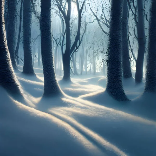 Snow covered forest in winter.