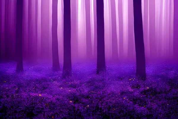 A magical enchanted purple forest.