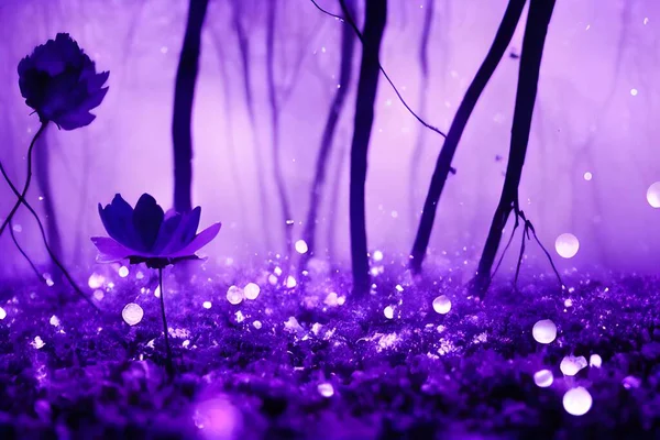 A magical enchanted purple forest.